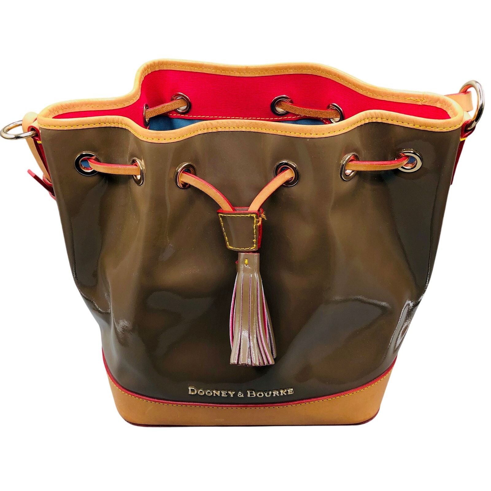 See Description Dooney & Bourke Claremont Drawstring Bucket Bag Brown Tan